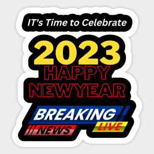 2023 New Year Celebration, Happy New Year 2023,breaking News Sticker